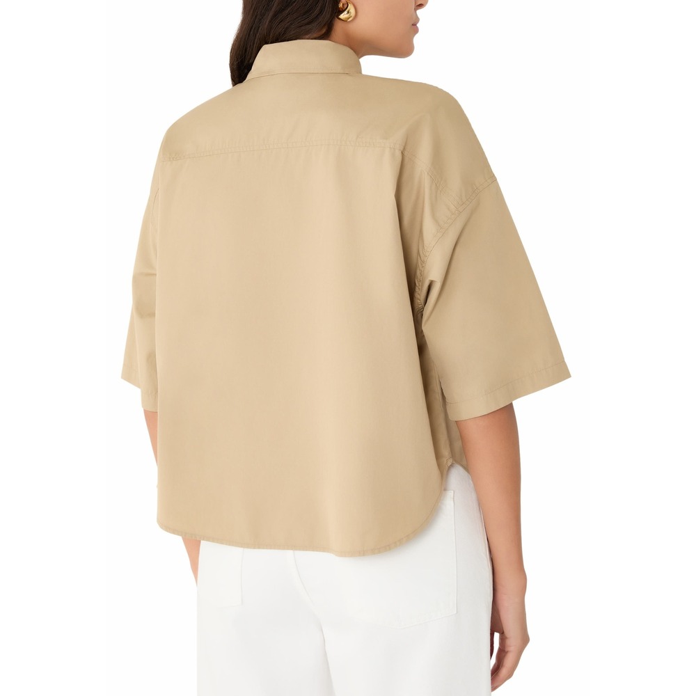 Citizens of Humanity Kayla Short Sleeve Shirt Khaki Tan Cotton Button Up Pocket - Picture 5 of 10